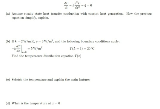 Solved Heat Transfer Question Consider the general one | Chegg.com