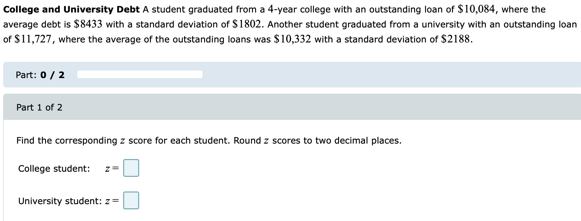 Solved College and University Debt A student graduated from | Chegg.com