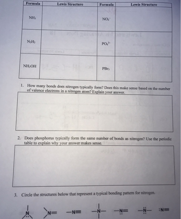 Solved Formula Lewis Structure Formula Lewis Structure NHs