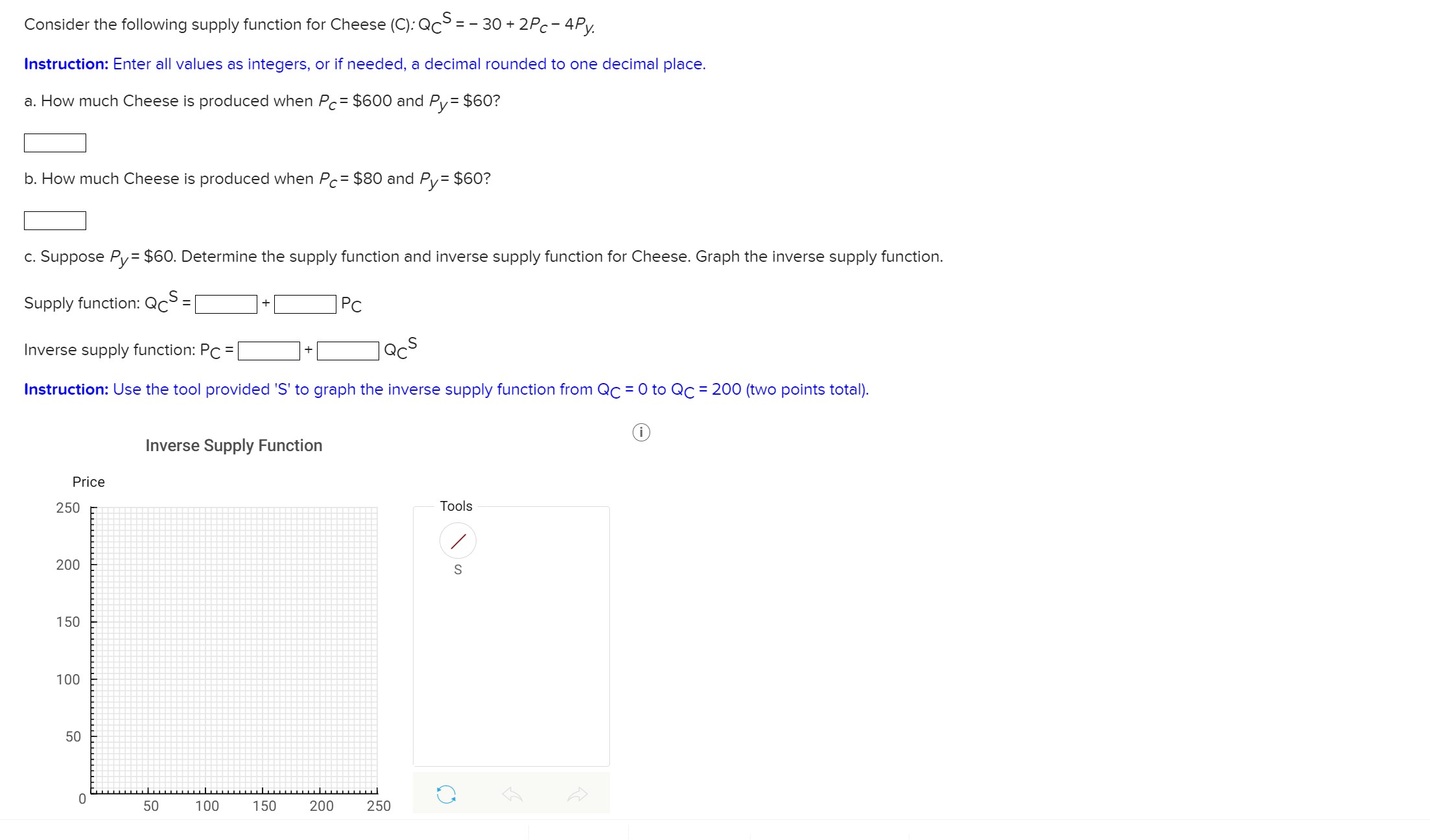 Solved Consider The Following Supply Function For Cheese Chegg Com