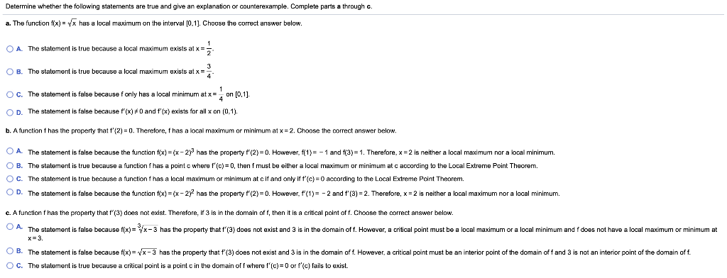 Solved Determine whether the following statements are true | Chegg.com