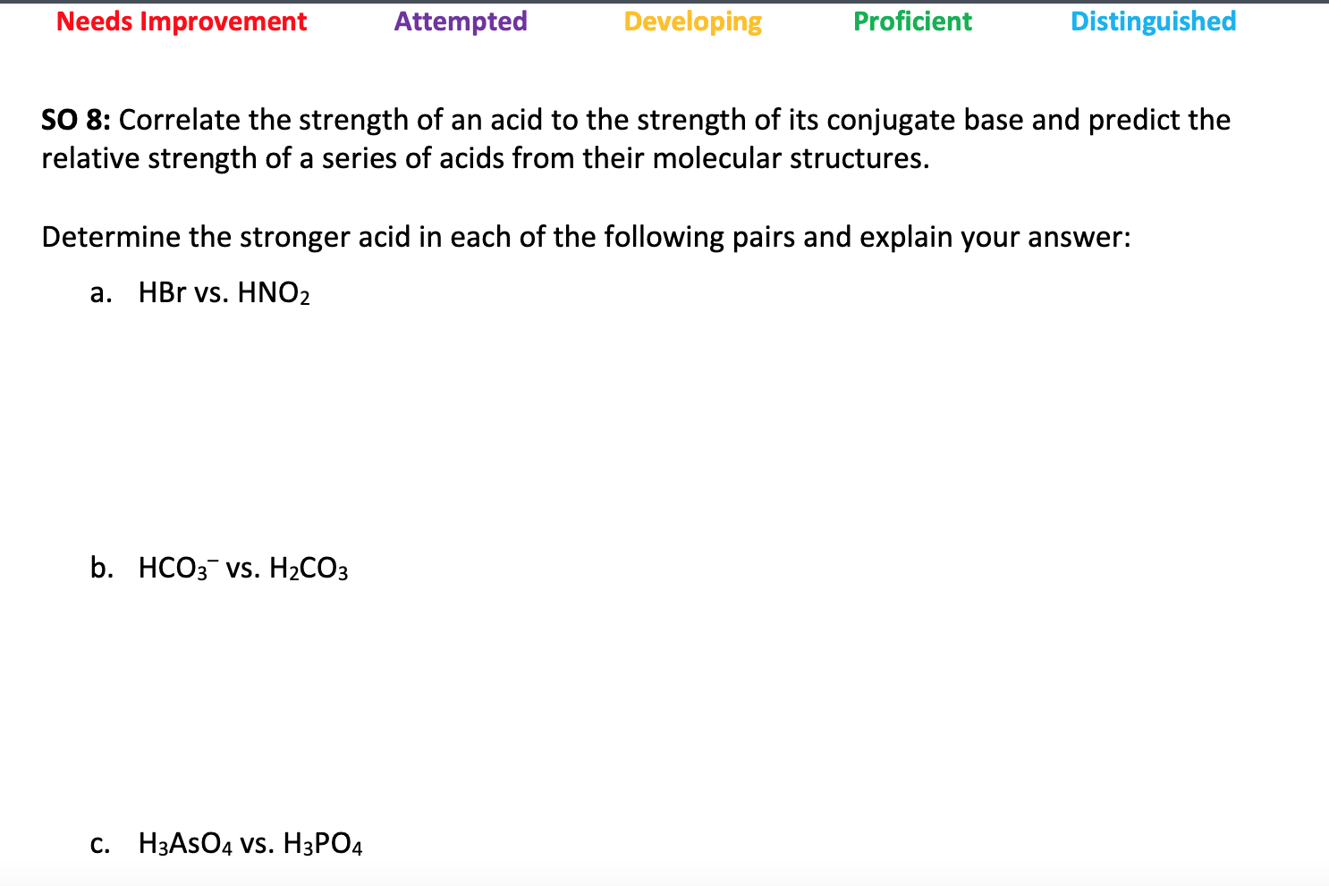 Solved SO 8: Correlate The Strength Of An Acid To The | Chegg.com