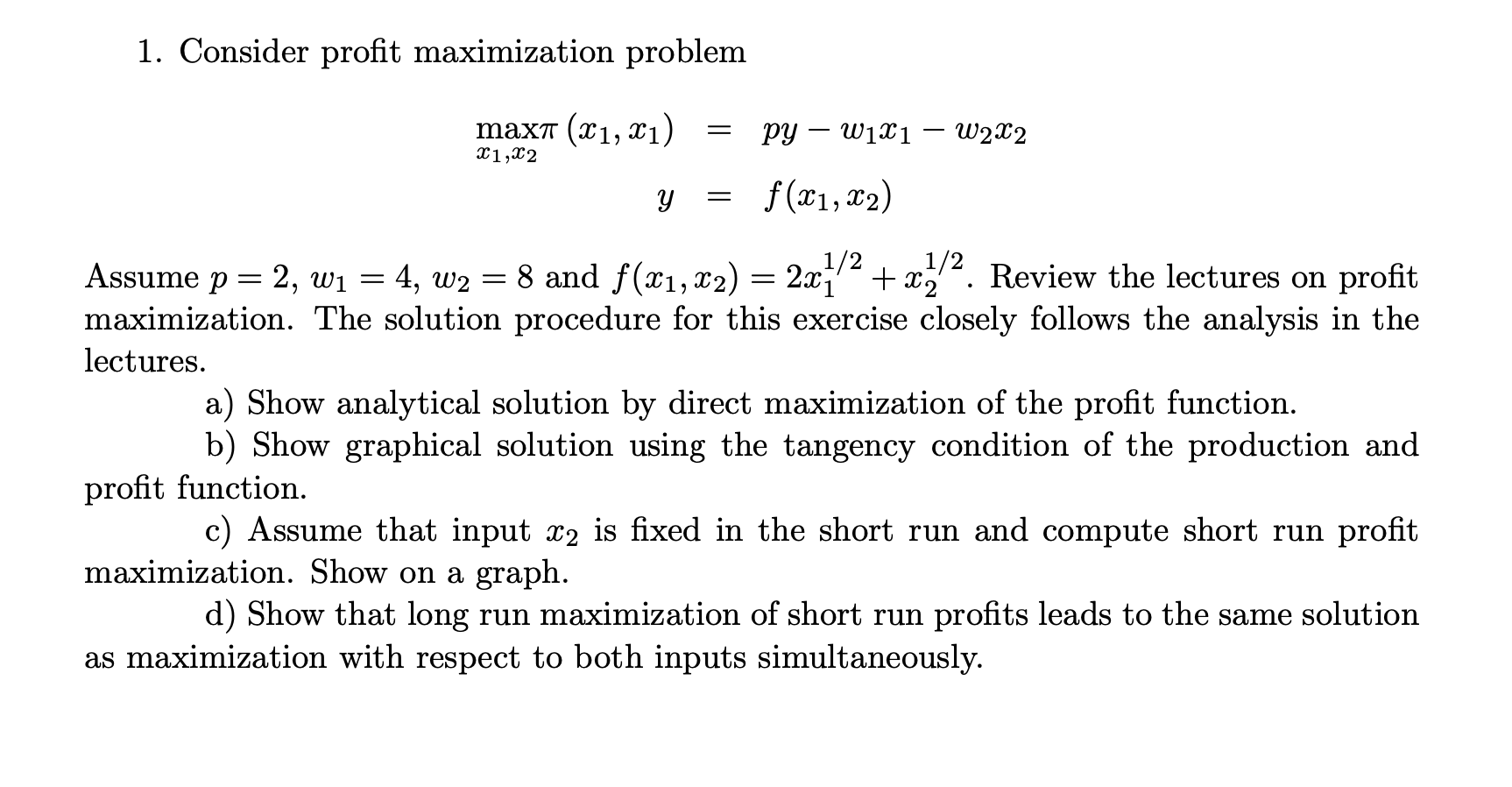 Solved 1. Consider Profit Maximization Problem Max (41, 21) | Chegg.com