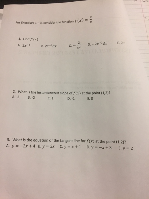 Solved For Exercises 1-3, consider the function f (x) = 1. | Chegg.com