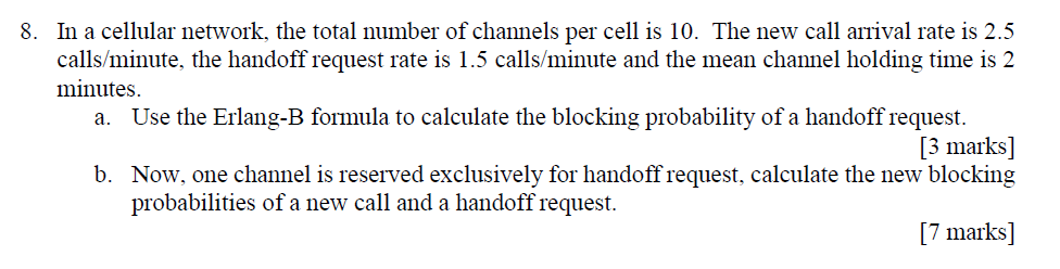 8. In a cellular network, the total number of | Chegg.com