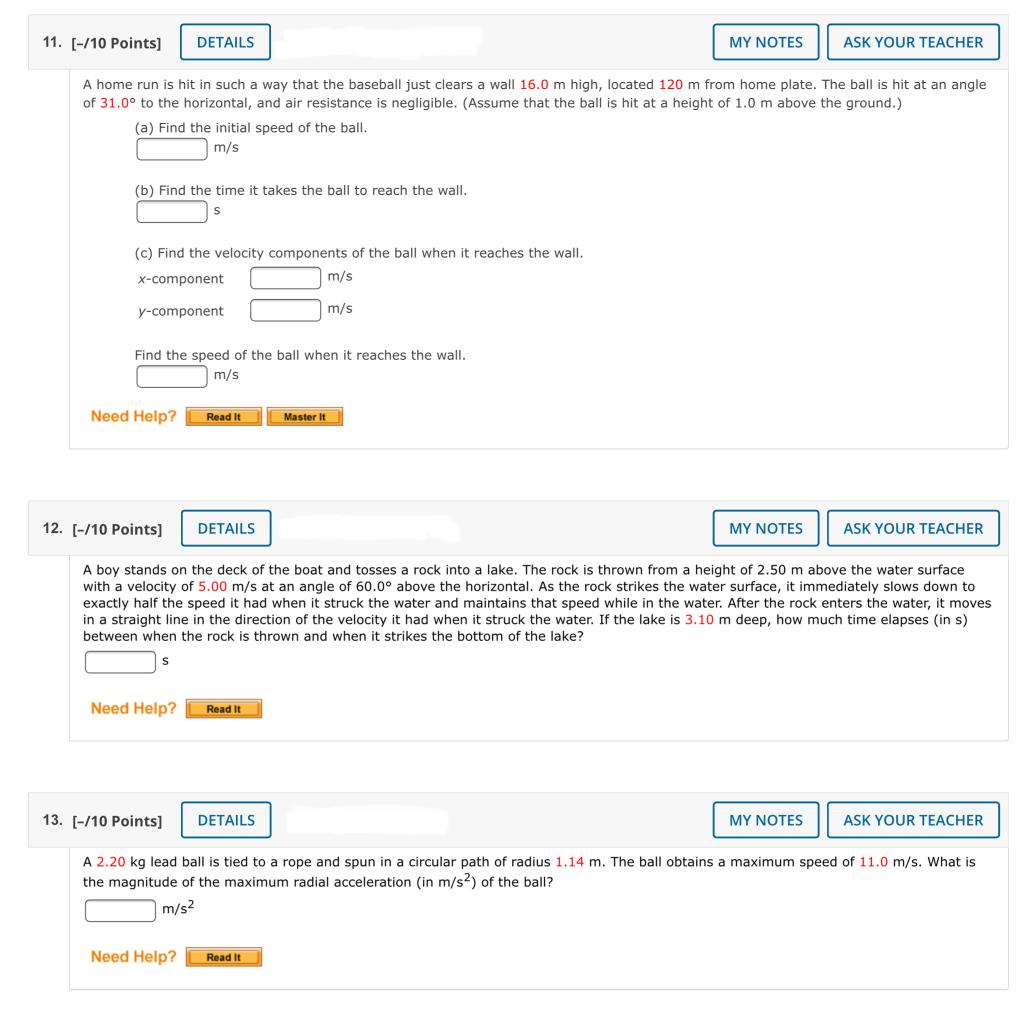 Solved 11. [-/10 Points] DETAILS MY NOTES ASK YOUR TEACHER A | Chegg.com