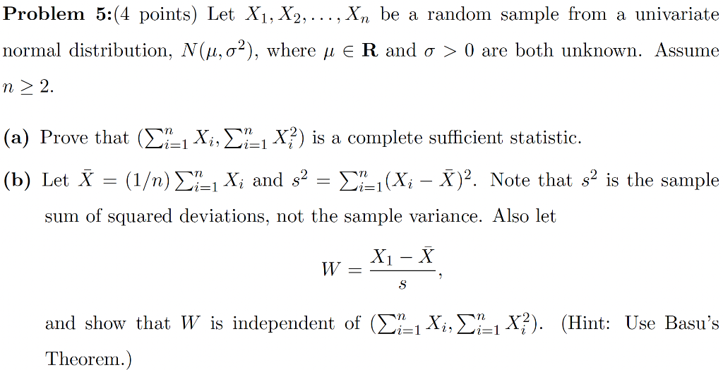 Solved Problem 5:(4 points) Let X1, X2, ..., Xn be a random | Chegg.com