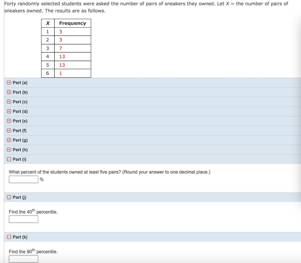 Solved Forty Randomly Selected Students Were Asked The | Chegg.com