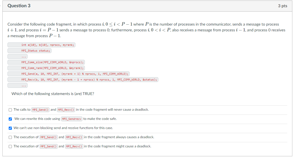 Solved Question 3 3 pts Consider the following code | Chegg.com