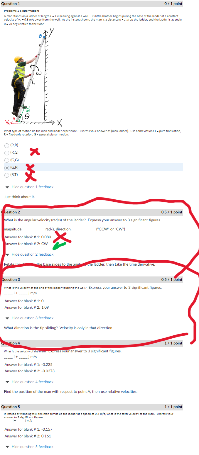 Solved Problems 1-5 ﻿Information:A Man Stands On A Ladder Of | Chegg.com