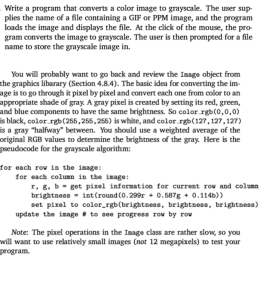 Solved Write a program that converts a color image to | Chegg.com