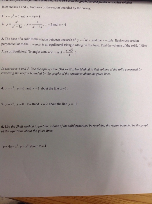 Solved In exercises 1 and 2, find area of the region bounded | Chegg.com