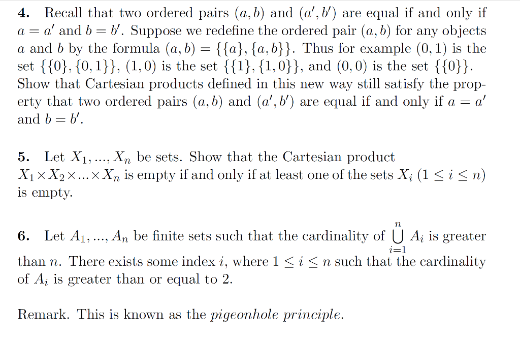 Solved 4. Recall That Two Ordered Pairs (a,b) And (a', B') | Chegg.com