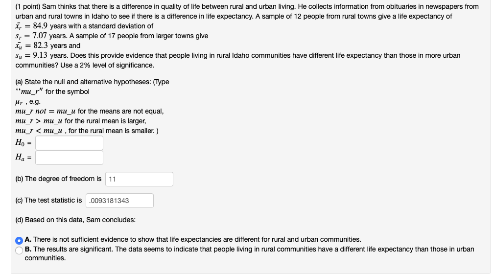 Solved 1 Point Sam Thinks That There Is A Difference In Chegg Com