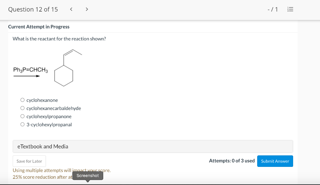 Solved Question 12 of 15 - / 1 E Current Attempt in | Chegg.com