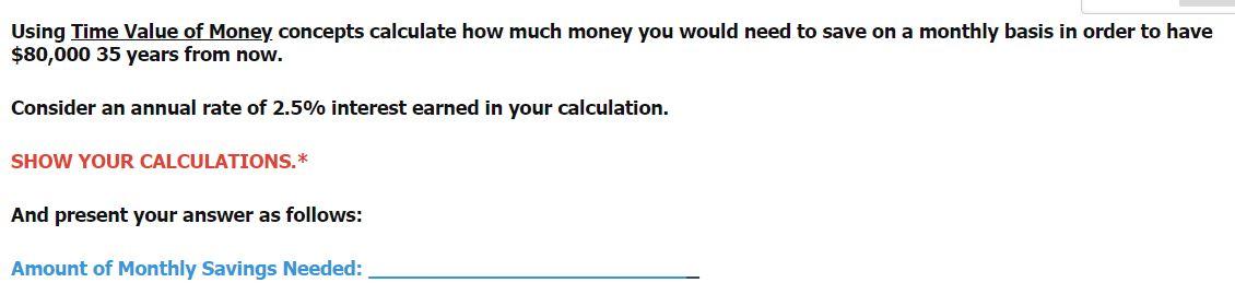 Solved Using Time Value of Money concepts calculate how much | Chegg.com