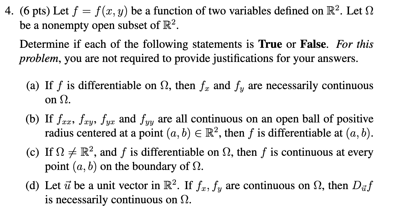 Solved 4. (6 pts) Let f = f(x, y) be a function of two | Chegg.com