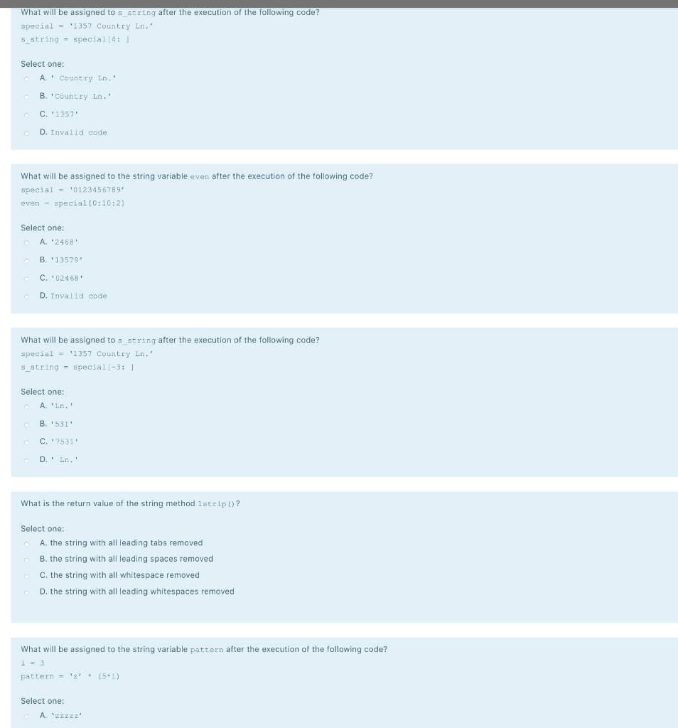 Solved What Will Be Assigned To S String After The Execut Chegg Com