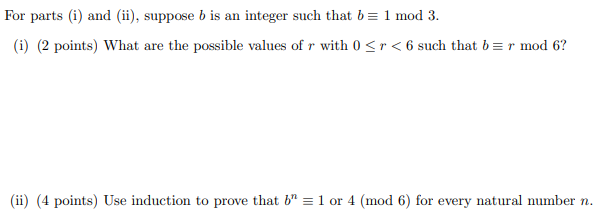 Solved For Parts (i) And (ii), Suppose B Is An Integer Such | Chegg.com