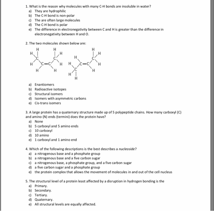 Solved 1. What is the reason why molecules with many C-H | Chegg.com