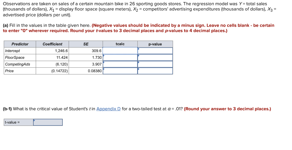 Solved Observations are taken on sales of a certain mountain | Chegg.com