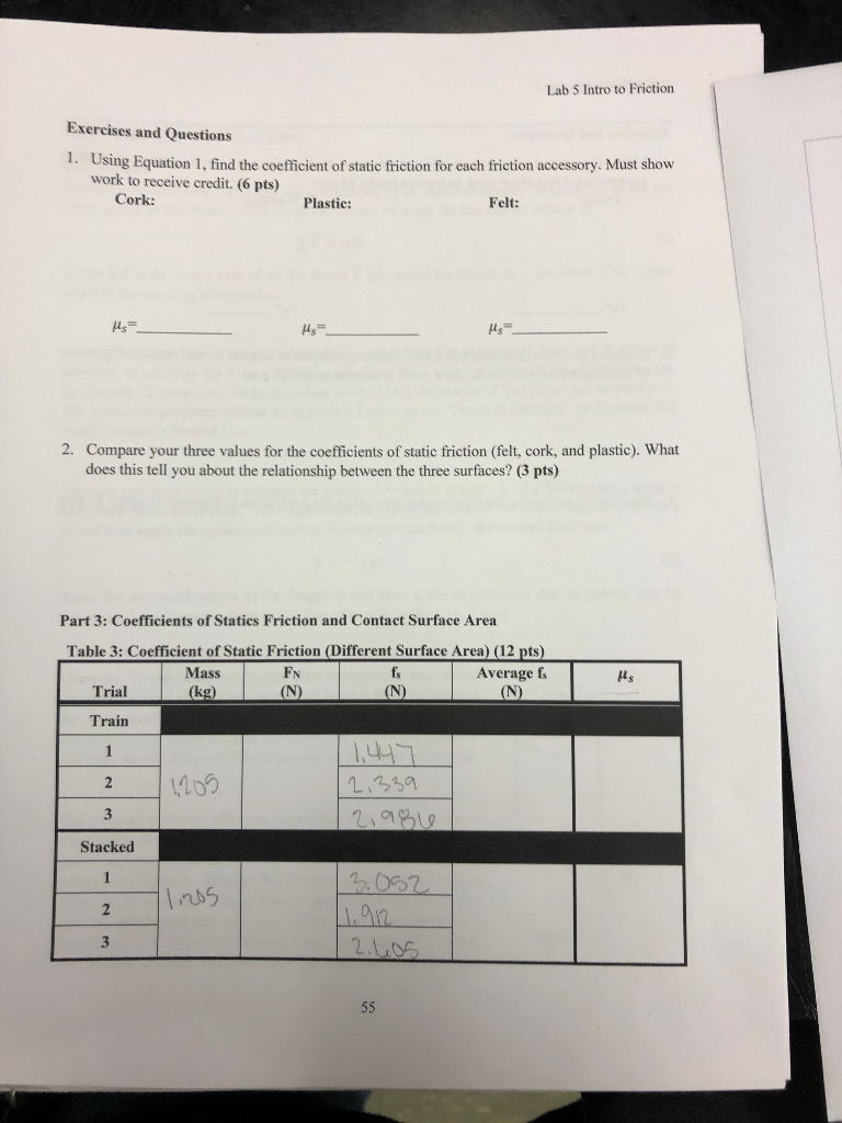 En 1 809 Part 1 Coefficient Of Static Friction Vs Cheggcom