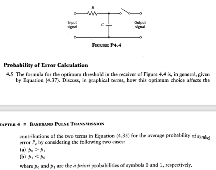 Solved Input signal Output signal FIGURE P4.4 Probability of | Chegg.com