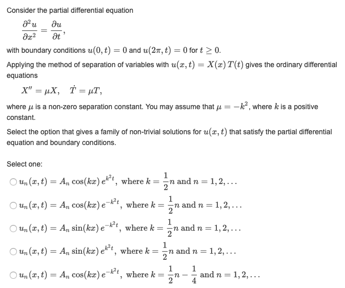 Solved Consider Applying The Method Of Separation Of Vari Chegg Com