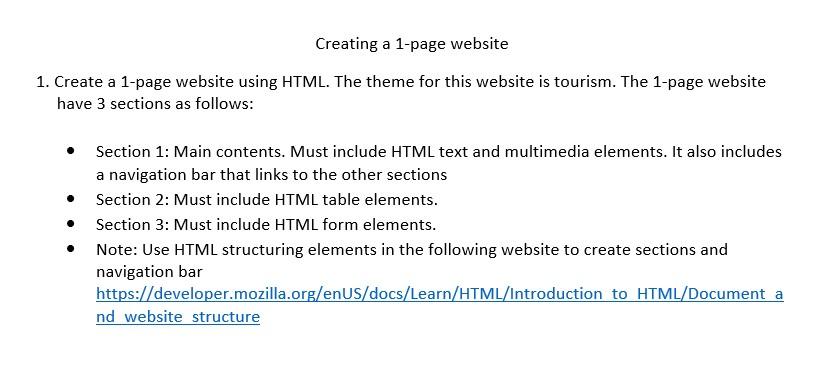Solved Creating A 1-page Website 1. Create A 1-page Website | Chegg.com