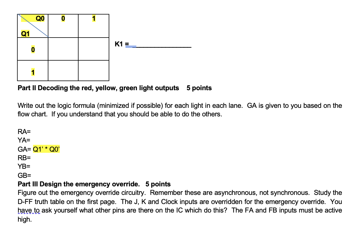 Solved Part 1 Flow chart and State machine synthesis – | Chegg.com