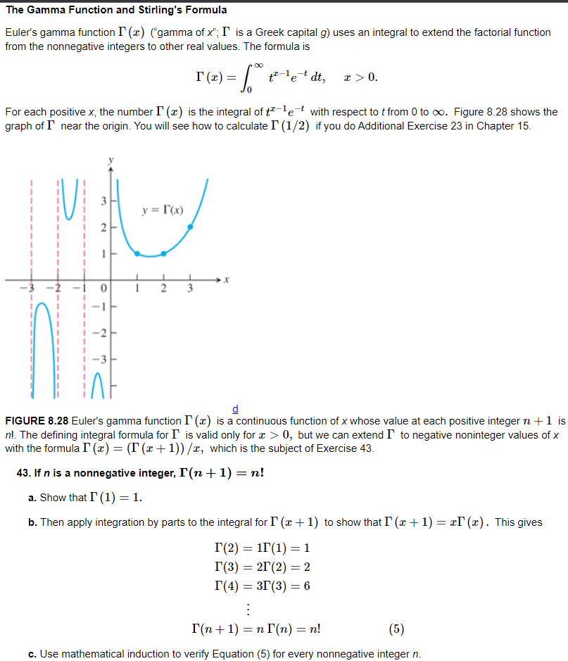 Solved The Gamma Function and Stirling's Formula Euler's | Chegg.com