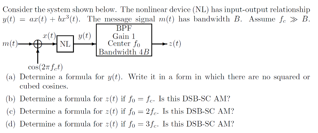 Solved Consider the system shown below. The nonlinear device | Chegg.com