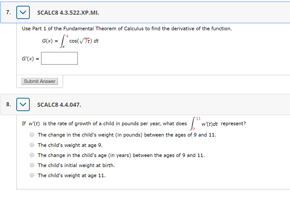 Solved 7 Scalc8 4 3 522 Xp Mi Use Part 1 Of The Fundame Chegg Com
