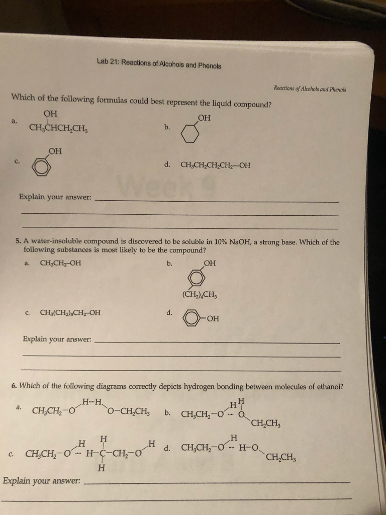 Solved Lab 21 Reactions of Alcohols and Phenols Reactions