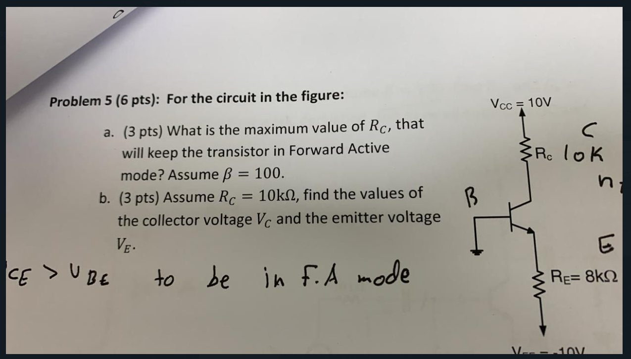 Solved Problem 5 (6 pts): For the circuit in the figure: a. | Chegg.com