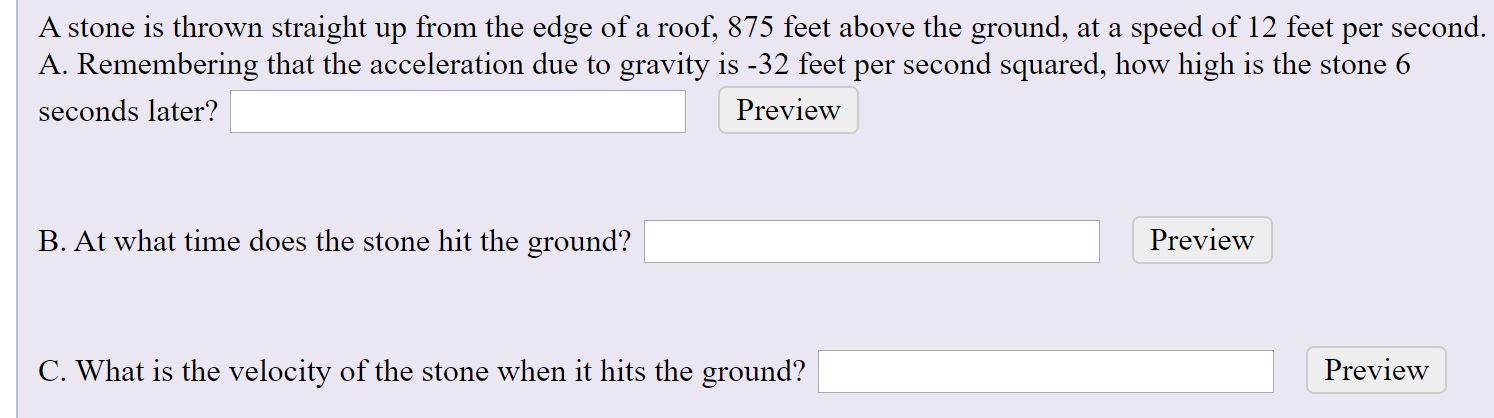 Solved A stone is thrown straight up from the edge of a | Chegg.com