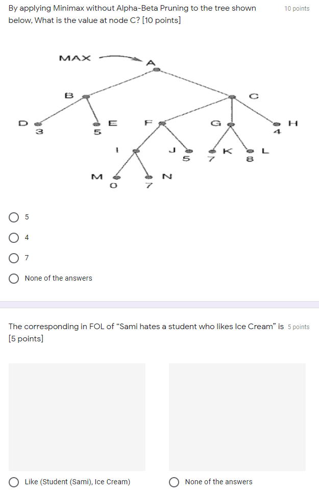 Solved 10 points By applying Minimax without Alpha-Beta | Chegg.com