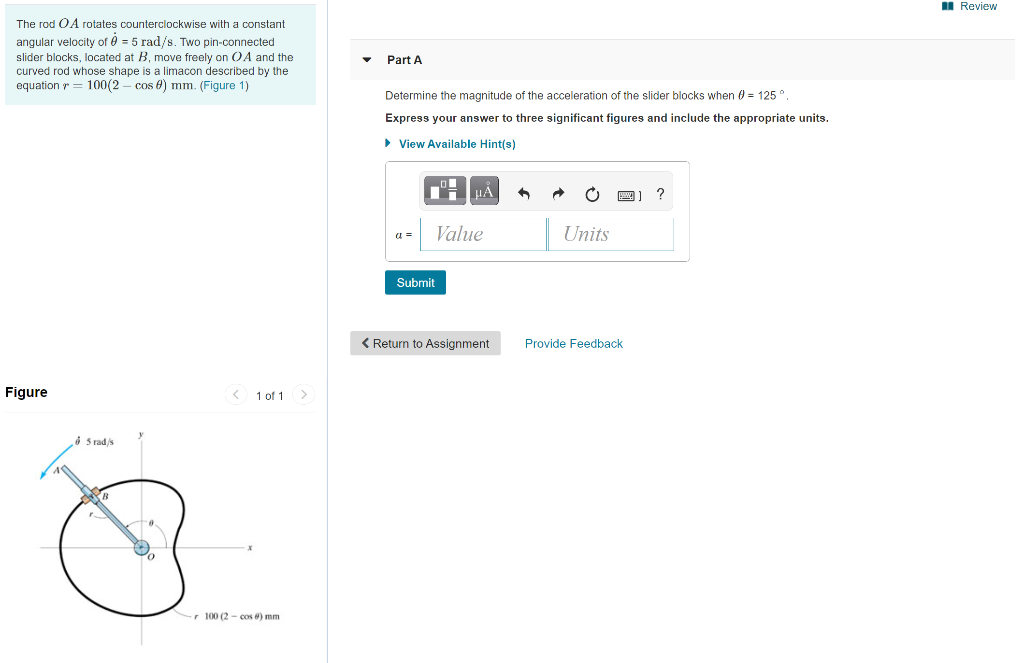 Solved * Review Review The rod O A rotates counterclockwise | Chegg.com