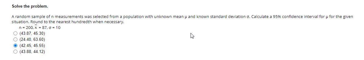 Solved Solve the problem. A random sample of n measurements | Chegg.com