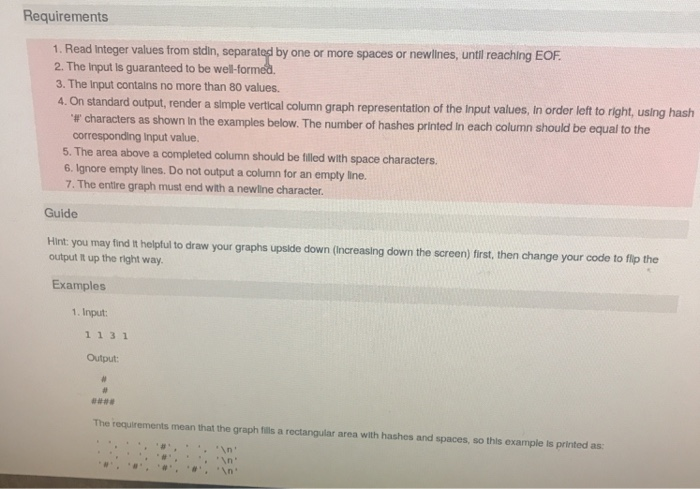 Solved Requirements 1. Read Integer Values From Stdin, | Chegg.com