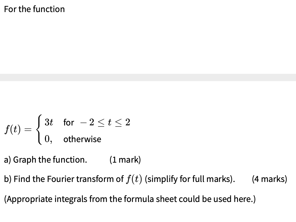 Solved For the function 3t for – 2 | Chegg.com