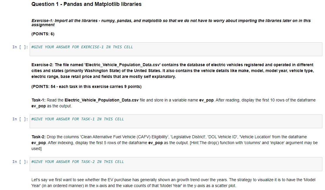 Solved Question 1 - Pandas And Matplotlib Libraries | Chegg.com