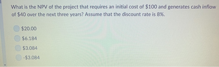 Solved What is the NPV of the project that requires an | Chegg.com