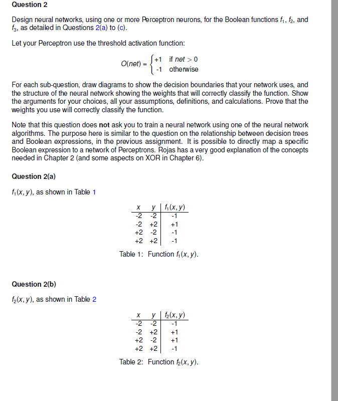 Solved Design Neural Networks, Using One Or More Perceptron | Chegg.com
