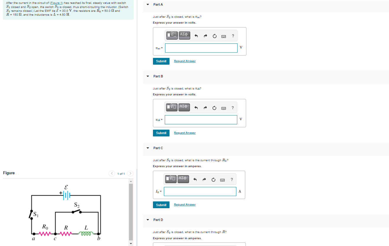 Solved Part A After the current in the circuit of (Figure 1) | Chegg.com