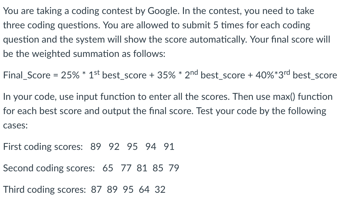 Solved You are taking a coding contest by Google. In the | Chegg.com