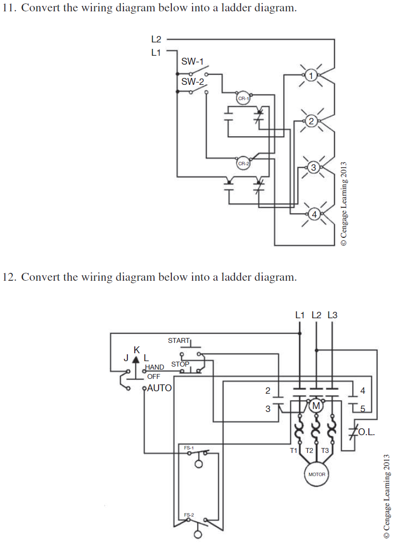 Solved 11. Convert the wiring diagram below into a ladder | Chegg.com