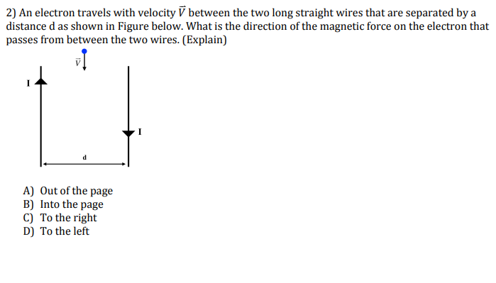 Solved 2) An electron travels with velocity between the | Chegg.com