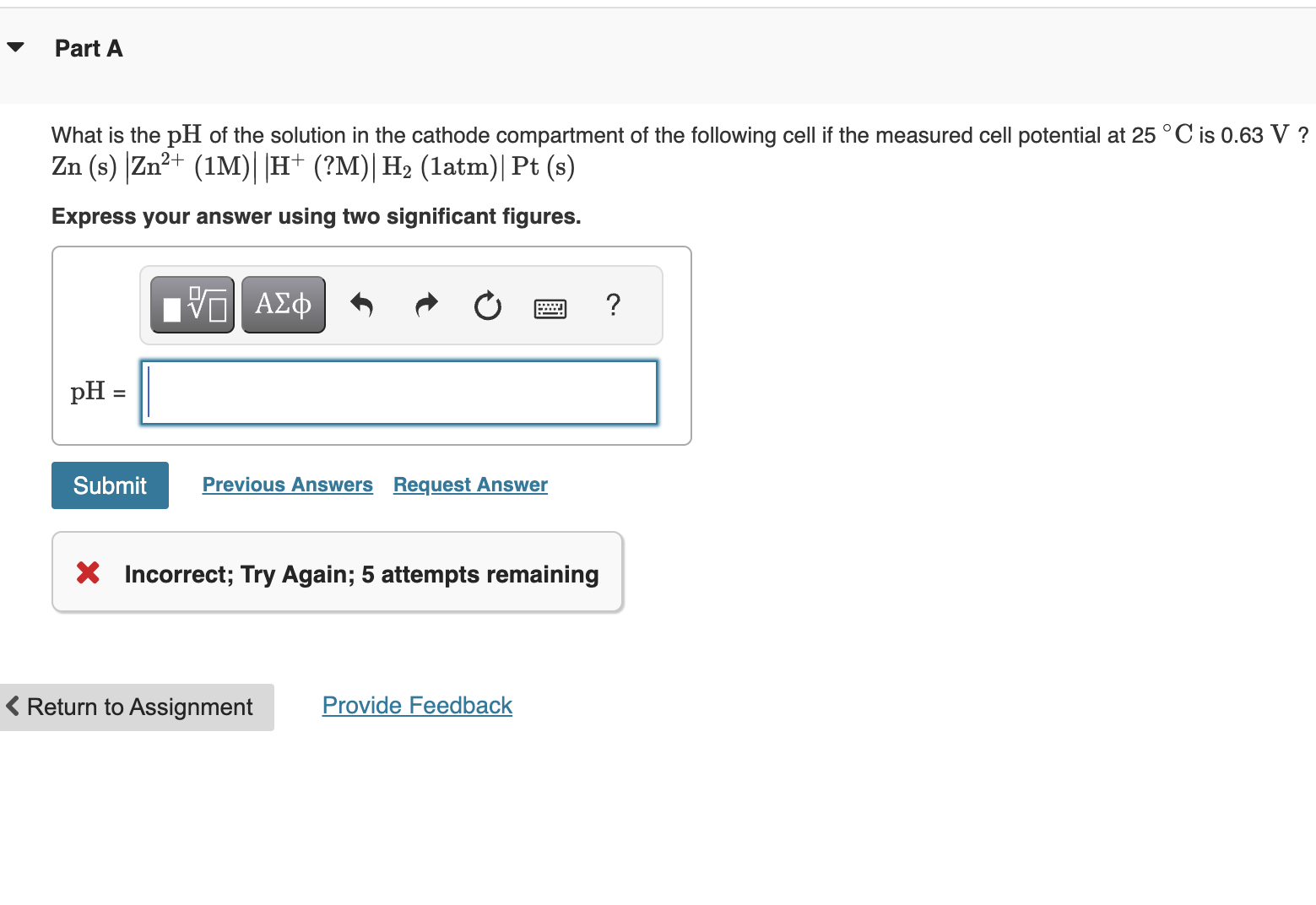 Solved What is the pH of the solution in the cathode | Chegg.com