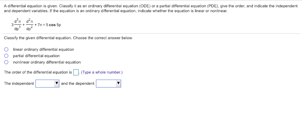 Solved A differential equation is given. Classify it as an | Chegg.com